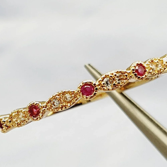 💍 Beauty CZ Thin Sweet Romantic Gold Plated Rings for Women, EVGG1339 - Picture 5 of 7